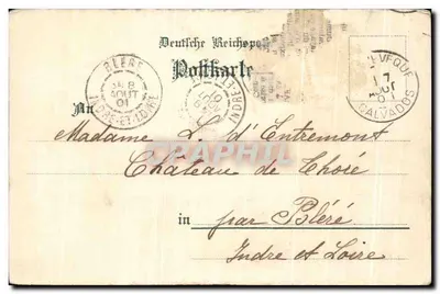 Bilhete postal antigo Fantasia Cegonhas Aves — Verso