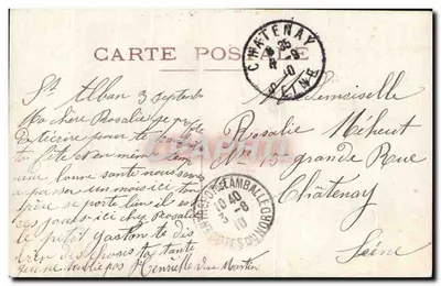 Mulher em vestido escuro — com buquê e texto 'Bonne Fête' — editor 4411c — Verso