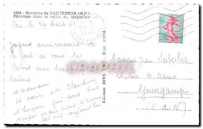 Pasterze w dolinie Marcadau — Okolice Cauterets (H.P.) — Wydawnictwo JOVE, PAU — Rewers