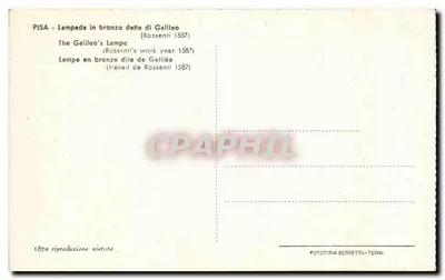 Pisa — Bronzowa lampa Galileusza — praca Rossenti 1587 — Rewers