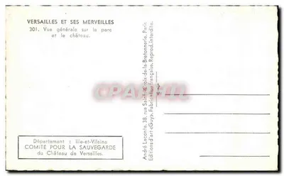 Versailles — Vista geral sobre o parque e o castelo — Edições d'arte « Guy » — Verso
