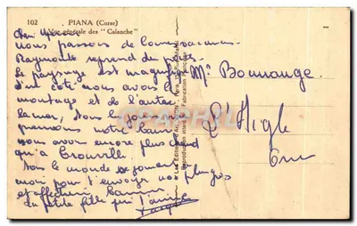 Piana (Córsega) — Vista geral das 'Calanche' — Les Editions Art. CON, Paris — Verso