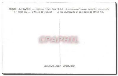 Lago d'Artouste e seu dique — Vale d'Ossau — Edições JOVÉ, Pau — Verso
