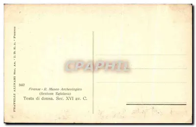 Głowa kobiety — Egipcja, XVI wiek p.n.e. — Fratelli Alinari, n° 3447 — Rewers