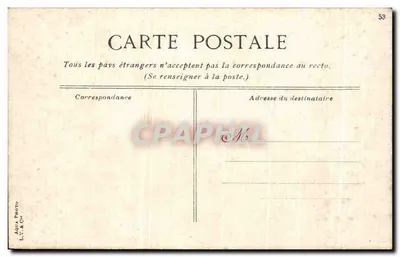 PARIS - Hôtel de Ville — widok z łodzią na Seinie i mostem — wydawca Aqua Photo & Cie, nr 53 — Rewers