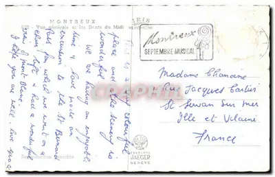 Montreux — Ogólny widok i Dents du Midi — Wydawnictwo Jaeger Genève — Rewers