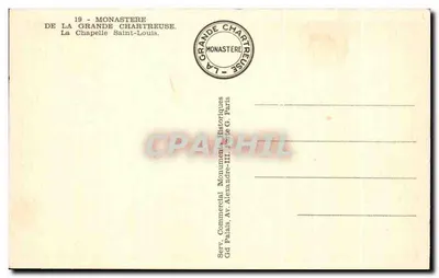 Kaplica św. Ludwika — Klasztor Wielkiej Chartreux — wydawca Serv. Komercjalny Zabytków Historycznych, Paryż — Rewers