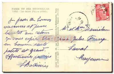 O Grande Palácio — Paris e suas maravilhas (1900) — André LECONTE, editor, n° 1.032 — Verso