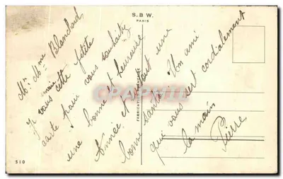 Kot i szczeniaczek w koszyku — Szczęśliwe i dobre Nowe Rok — S.B.W. Paris n°510 — Rewers