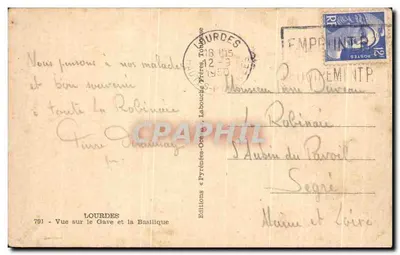 Lourdes — Vista sobre o Gave e a Basílica — Éditions Labouche-Océan — Verso