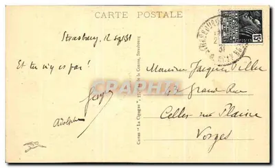 Katedra w Strasburgu — Szalowane Matki — Karty 'La Cigogne', n° 37 — Rewers