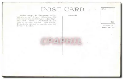 Londyn widziany z Pomnika — widok na Tamizę i most Tower — C.B. n°43870 — Rewers