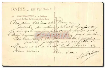 Paryż... w spacerze — Montmartre. Bazylika widziana z ulicy Chevalier-de-la-Barre — Yvon — Rewers
