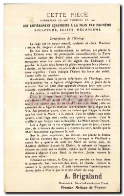 Relógio astronômico — escultura monumental — A. Brigaland, Saint-André-de-l'Eure — Verso