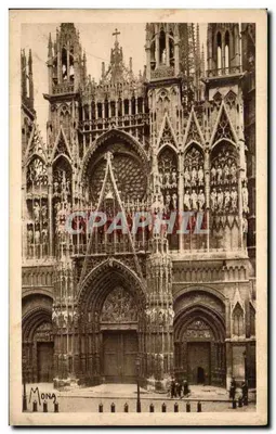 Rouen — Cathédrale — Façade et portail principal — éditeur Victor-Emmanuel, N° 105