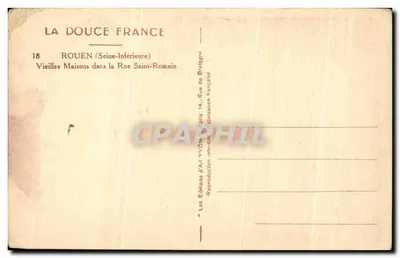 Rouen — Vieilles Maisons dans la Rue Saint-Romain — Éditions d'Art YVON — Verso