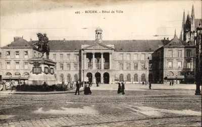 Rouen - Hotel de Ville — com estátua equestre — editor 'La Cigogne', n° 495