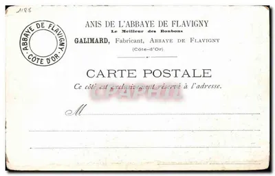 Vintage Postcard Abbey of Flavigny Anise Factory Statue of R P Lacordaire Honors Staircase — Back
