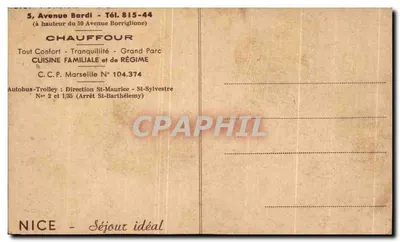 Hotel Chauffour — Nice — editor Chauffour — Verso