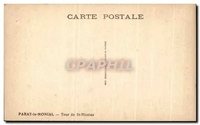 Paray-le-Monial — Torre de St-Nicolas — IMP. BOUVIGEON - ALON-S-SAONE — Verso