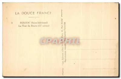 Rouen — La Tour du Beurre (77 mètres) — Les Éditions d'Art YVO, Paris — Verso