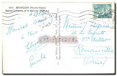 Briançon — Święta Katarzyna i Mélezin (2679 m) — Les Éditions d'Art et de Fabrication Française — Rewers