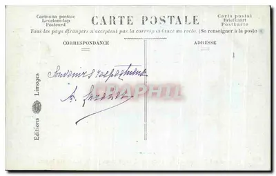 Ángel con alas desplegadas — Pascua alegre y te sonríe — Ediciones Limoges, n° 8859 — Reverso