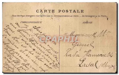 Bournaise — Dekoracyjna karta pocztowa z literami z portretami dzieci i zegarkiem — wydane przez Francuską Pocztę — Rewers