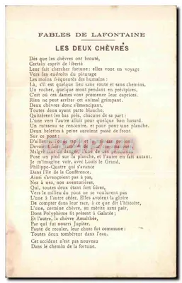 Dwie Kozy — Fables de La Fontaine — według Gustave'a Doré — kolekcja Kolarsine i Rozwiązania Pautaubeerge — Rewers