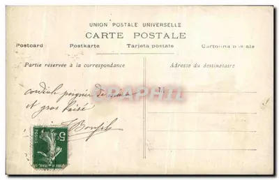 Kobieta w długim stroju trzymająca kwiaty — Saint-Louis — wydawca anonimowy, n° 761 — Rewers