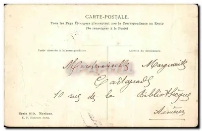 Pescadores e passeantes em um cais de mar — Editor E. F. Paris, série 830 — Verso