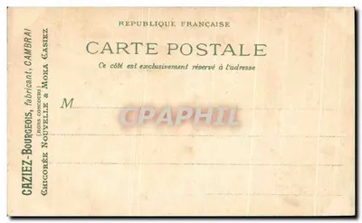 Bouquet de violettes — dans un vase orné de rubans — éditeur Caziez & Cie, Cambrai — Verso