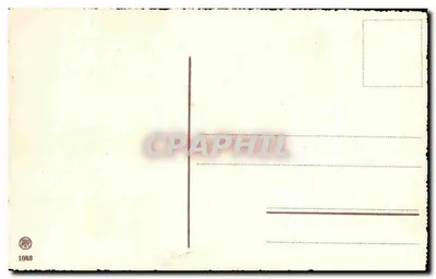 Poussin tirant un landau de violettes — carte de Pâques — Verso