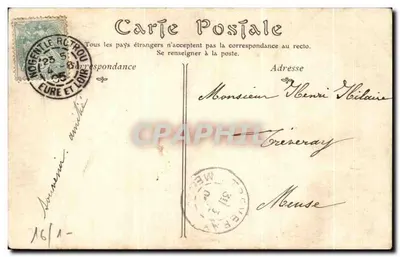 Nogent-le-Rotrou — Estátua de Rémy Belleau e o Castelo — ND Phot. — Verso