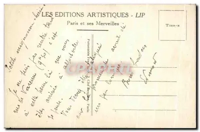 Paris - O Sacré-Cœur e o Funicular — Edições Artísticas LIP, n°299 — Verso