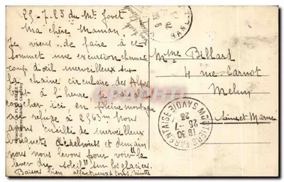जोवेट के शिखर (2.563 मीटर) — नबूं की समुद्र और वानोइस के ग्लेशियर — मॉंट-जोवेट के छोटे छात्रालय-होटल — पीछे