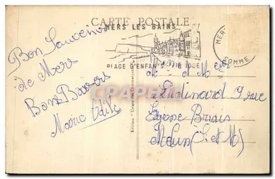 Mers-les-Bains — widok panoramiczny i główne miejsca — Ripoche Photo 1919 — Rewers