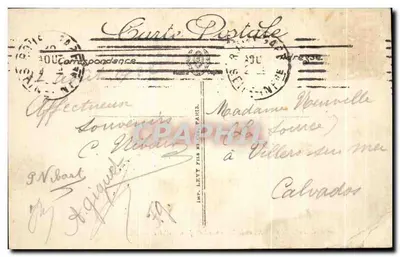Bilhete postal antigo Conjunto de Bon Secours e o Monumento de Joana d'Arc — Verso