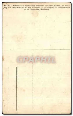 Miejsce kąpieli — Le baignoir — Miejsce kąpieli — PH. WOUWERMANN — F.A. Ackermann's Kunstverlag, München, Universal-Galerie, nr 2568 — Rewers