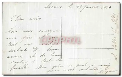 Młoda kobieta w zielonej sukni — dekor z różami — wydawca Victoire, nr 3616 — Rewers