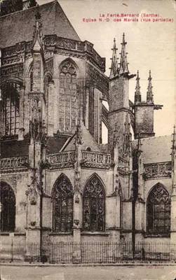 Bilhete postal antigo La Ferte Bernard Igreja dos Marais