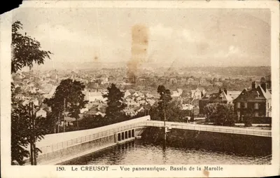 Bilhete postal antigo Le Creusot Vista Panoramica Bassin De La Marolle