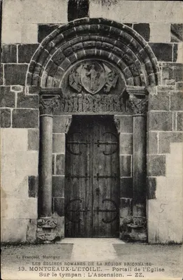 Montceaux-l'Étoile — Portal da Igreja — tympano da Ascensão — Editor L. François, Marcigny, n°13