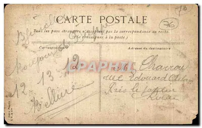 Tarjeta postal antigua Dieppe La Iglesia de Nuestra Señora de Bon Sercours — Reverso