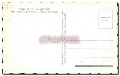 Versailles e suas maravilhas — Jardins do pequeno Trianon. O templo do Amor — André LECONTE, Paris — Verso