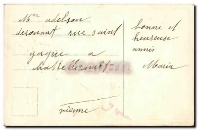 Bonne année — z kielichem i kwiatami — wydawca nieznany, numer seryjny nie widoczny — Rewers