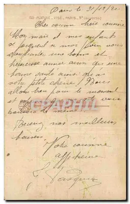 Uśmiechnięta kobieta w ramce liści — motyw wawrzynu — wydawca ISO-PLATINE, nr 1268 — Rewers