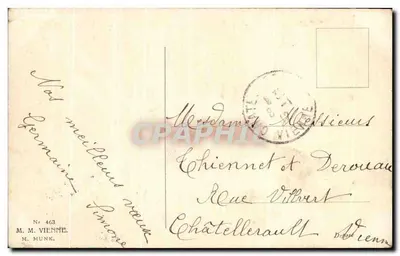 Młoda kobieta z kwiatami — kartka życzeń — M. M. MUNK, n° 468 — Rewers