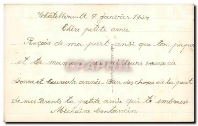 Bambina con scialle di pelliccia — Buon anno — Editore Léo n°436 — Verso