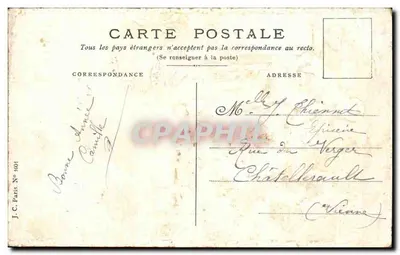 Jardinier arrosant des fleurs — Bonne Année — J.C. Paris, No 1001 — Rewers